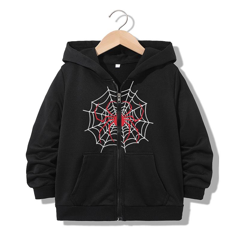 Streetwear Zipper Hoodie Casual Spider Letter Hoodies Jackets Boys Girls Y2k Zip Up Sweatshirt Spring Autumn Hoodies