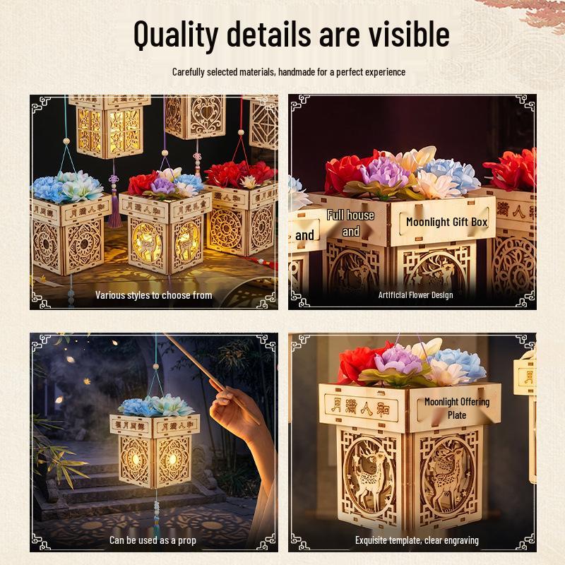 Handmade Mid-Autumn Lantern DIY Kit: Ancient Style Luminous Night Light for Team Gifts
