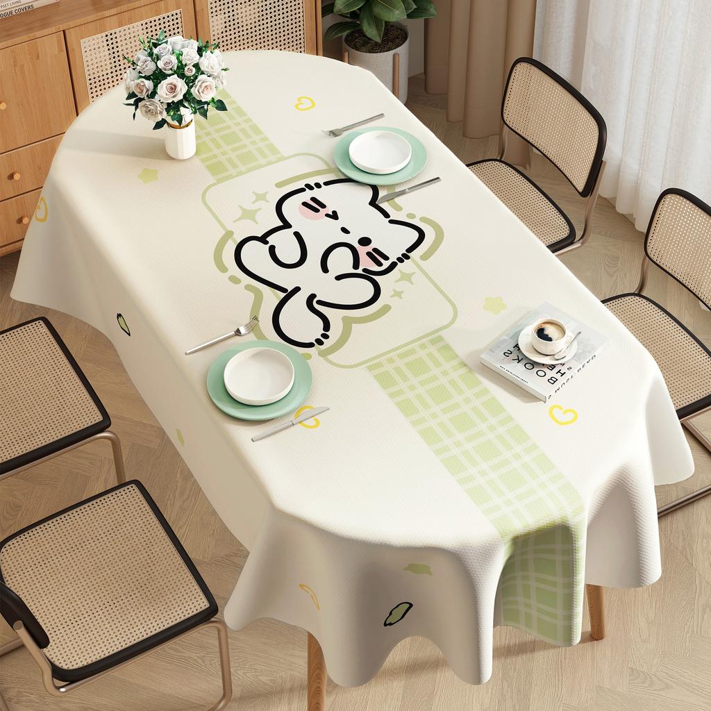 Masa Örtüsü Su Geçirmez ve Yağ Geçirmez Kalıcı PVC Yemek Masası Masa Örtüsü Küçük Taze Çizgi Film Masa Örtüsü Dikdörtgen Sehpa Masa Örtüsü