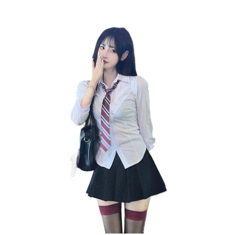 Chic Waist-Hugging JK Style Long Sleeve White Shirt - Versatile Slimming Winter Fashion for Women