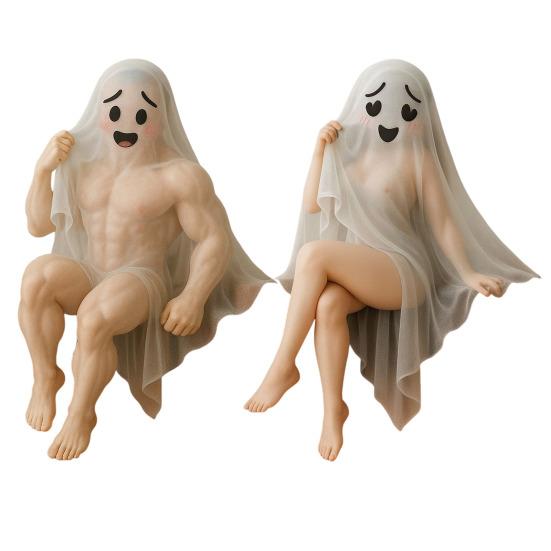 Funny Ghost Statue Creepy Parties Festivals Ornaments Halloween Decoration for Dark Romanticists Gothic Collectors
