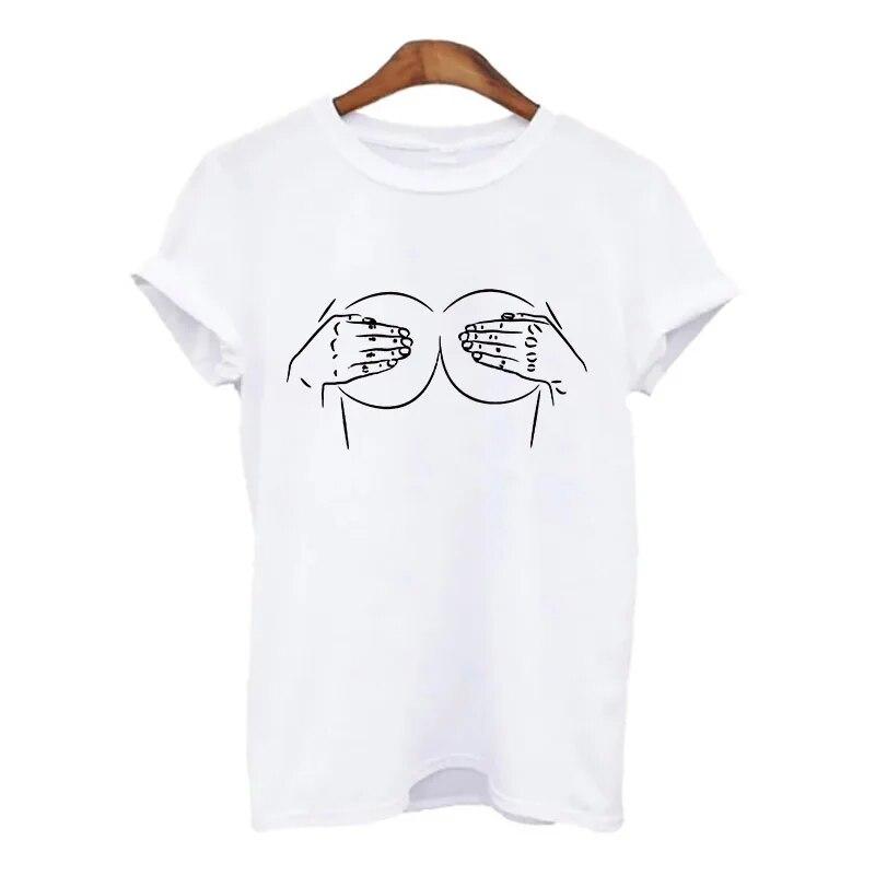 Летние футболки для женщин harajuku с принтом «сиськи и грудь» — фото 17