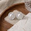 Retro French High-End Silver-Copper Pearl Earrings for Women