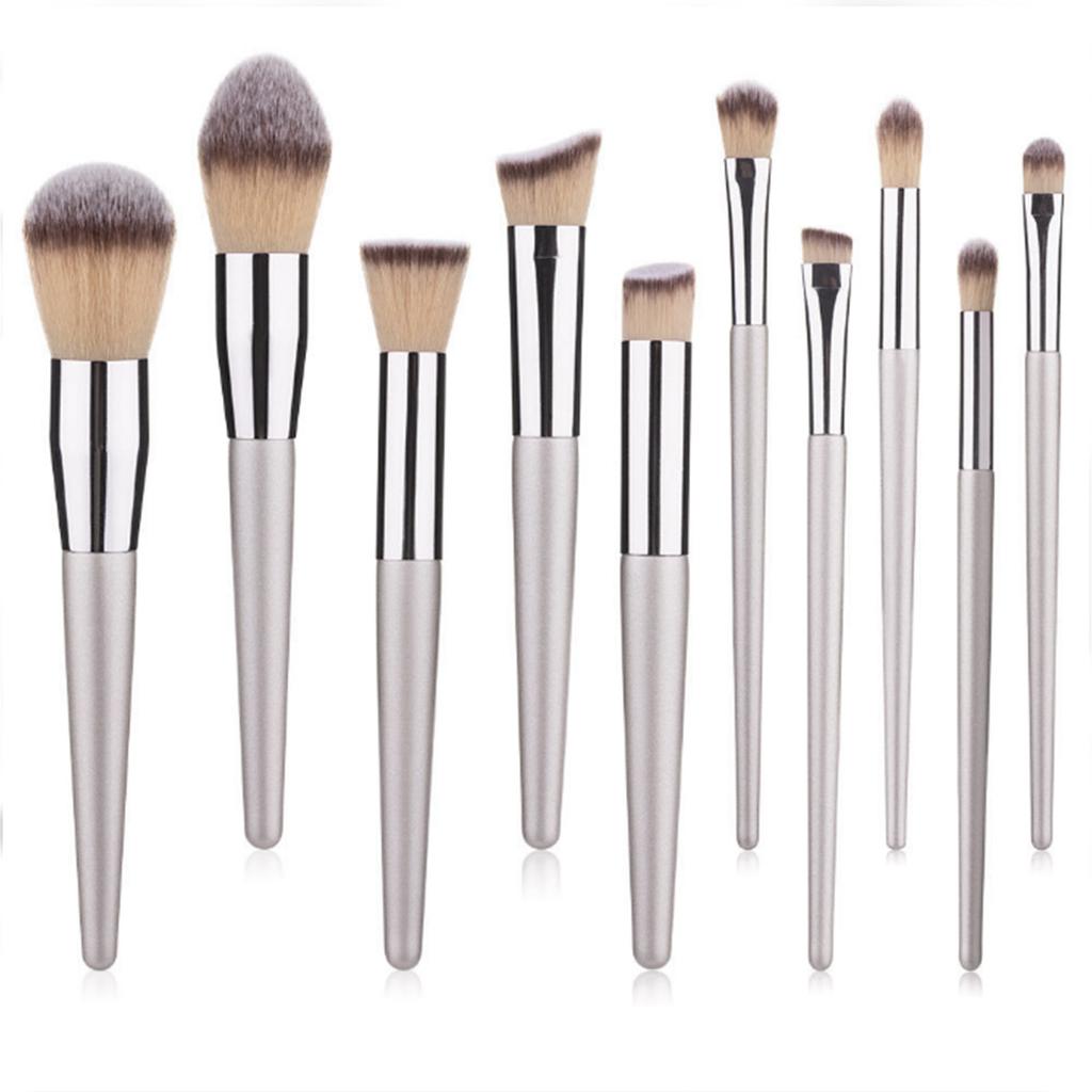 10 Pcs Champagne Gold Makeup Brushes Complete Set of Foundation Loose Powder Blush Concealer Eye Shadow Professional Set