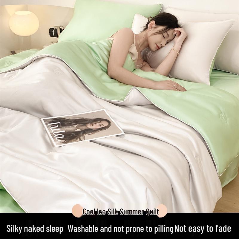Sommerdecke aus Eisseide: Vierteiliges Set, Dünn & Atmungsaktiv, Einzel-/Doppelbett, Maschinenwaschbar