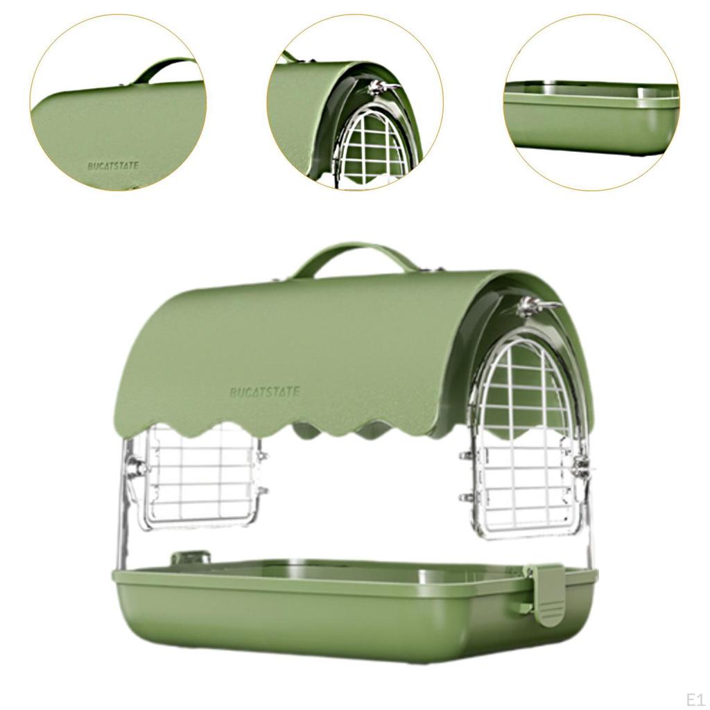 Portable Bird Transporter with Shoulder Straps And Handle , PU Leather Green