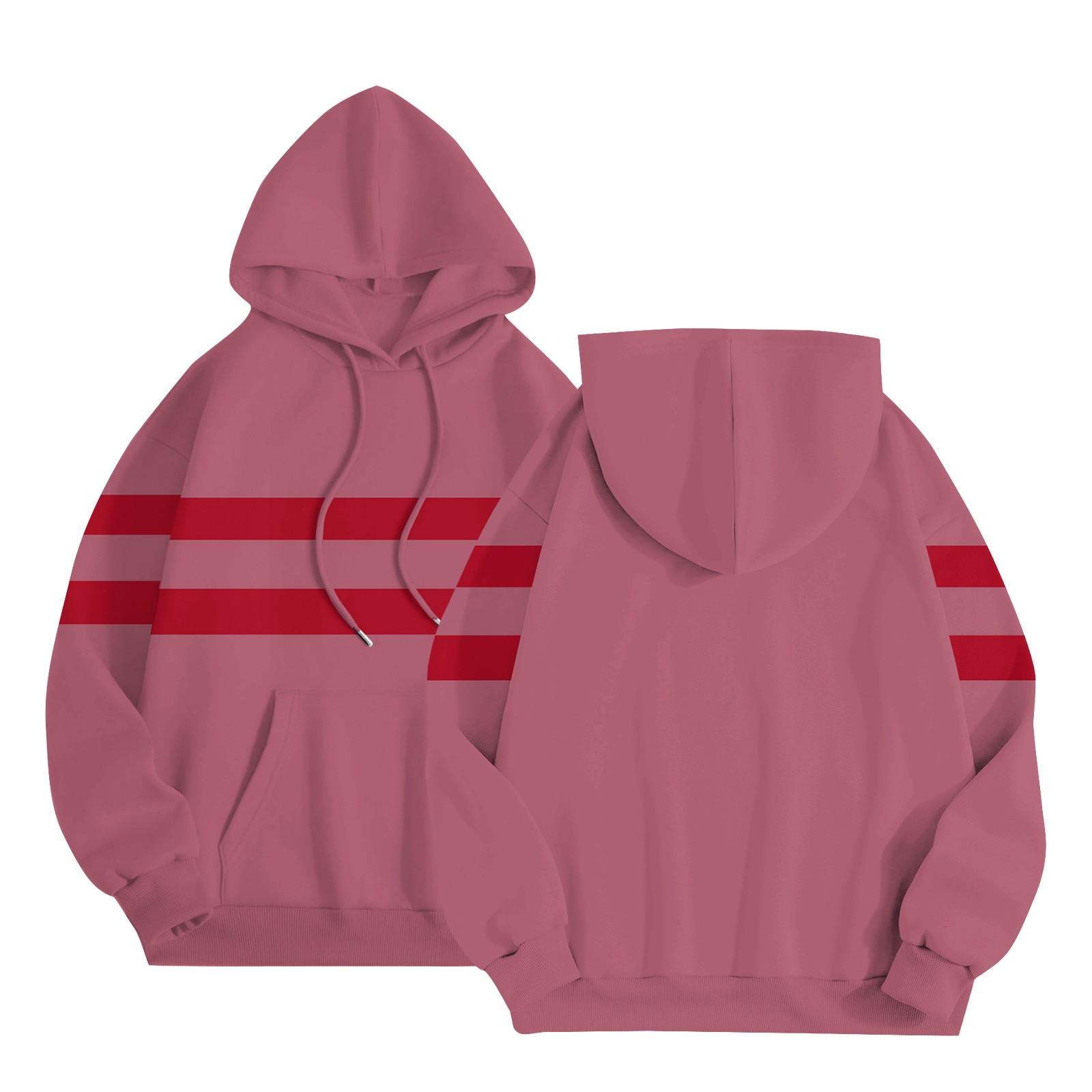 

Женская повседневная толстовка с капюшоном и длинными рукавами в полоску в стиле пэчворк S