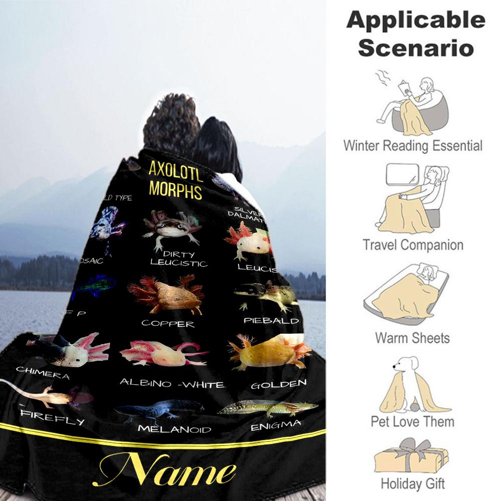Types Axolotls Customize Your Name Blanket Lightweight Customizable Blanket Durable Comfort Versatile for Home Decor Living Room Couch Livingroom