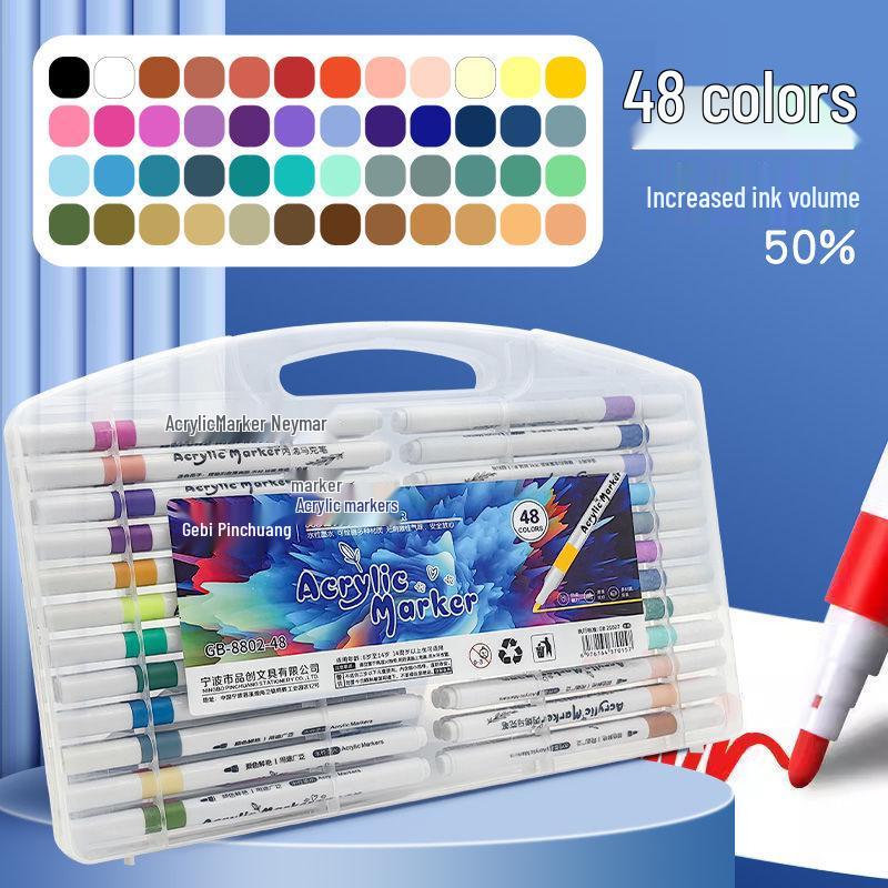 48/60 Color Set of Child-Safe Waterproof Acrylic Markers: Non-Bleeding, Non-Fading for DIY Graffiti and Hand-Painting