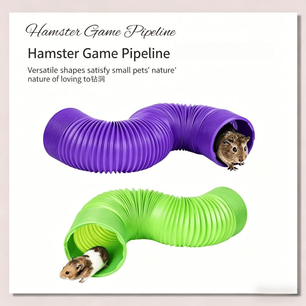 Flexible Retractable Hamster Tunnel, Corrugated Plastic Tube Toy, Bendable Hideout for Small Pets, Cage Accessories