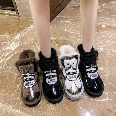 Women's Winter Faux Fur Lined Ankle Boots Outdoor Warm Fleece Lined Short Boots Casual Non-Slip Faux Leather Snow Booties High-Top Shoes for Female