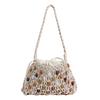 2026 New Summer Boho Handmade Macrame Woven Bag for Women Hollow Out Colorful Beaded Shoulder Bag for Beach Vacation Daily Use