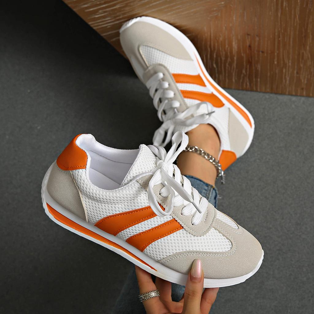 Fashion Women's Lightweight Fashion Sneakers Comfort Non Slip Casual Sports Shoes Woman Striped Mesh Breathable Platform Sneakers