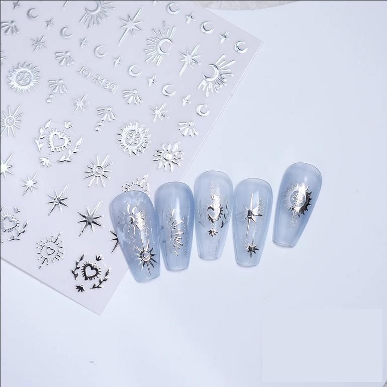 

Наклейки для ногтей золотой, серебристый, черный дизайн, самоклеящаяся наклейка, английские слова, сделай сам, маникюрный декор 2439 silvery