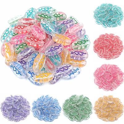50Pcs DIY Starry Sky for Jewelry Making Mixed Loose Beads Clear Acrylic Heart Pattern Lover Handmade Arrow Through The Heart