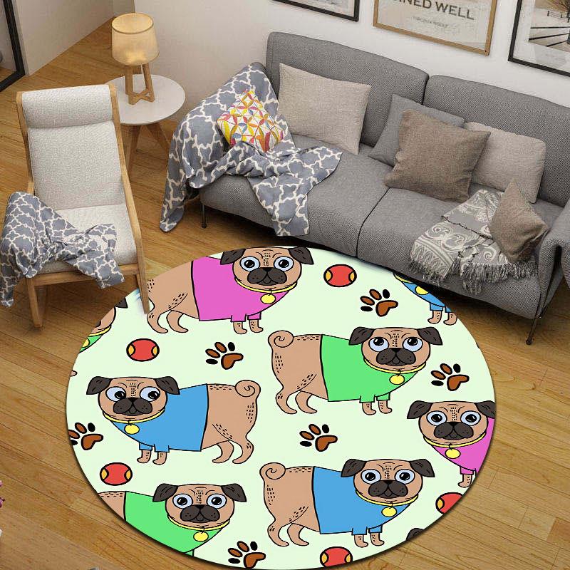 Artistic Round Forest Multicolor Rug Pad, Non-Slip Floor Mat for Bathroom