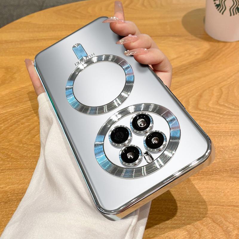 Suitable for Huawei Pura70pro Electroplated CD-patterned Magnetic Phone Case, Mate70PRO Full Soft Protective Case P50