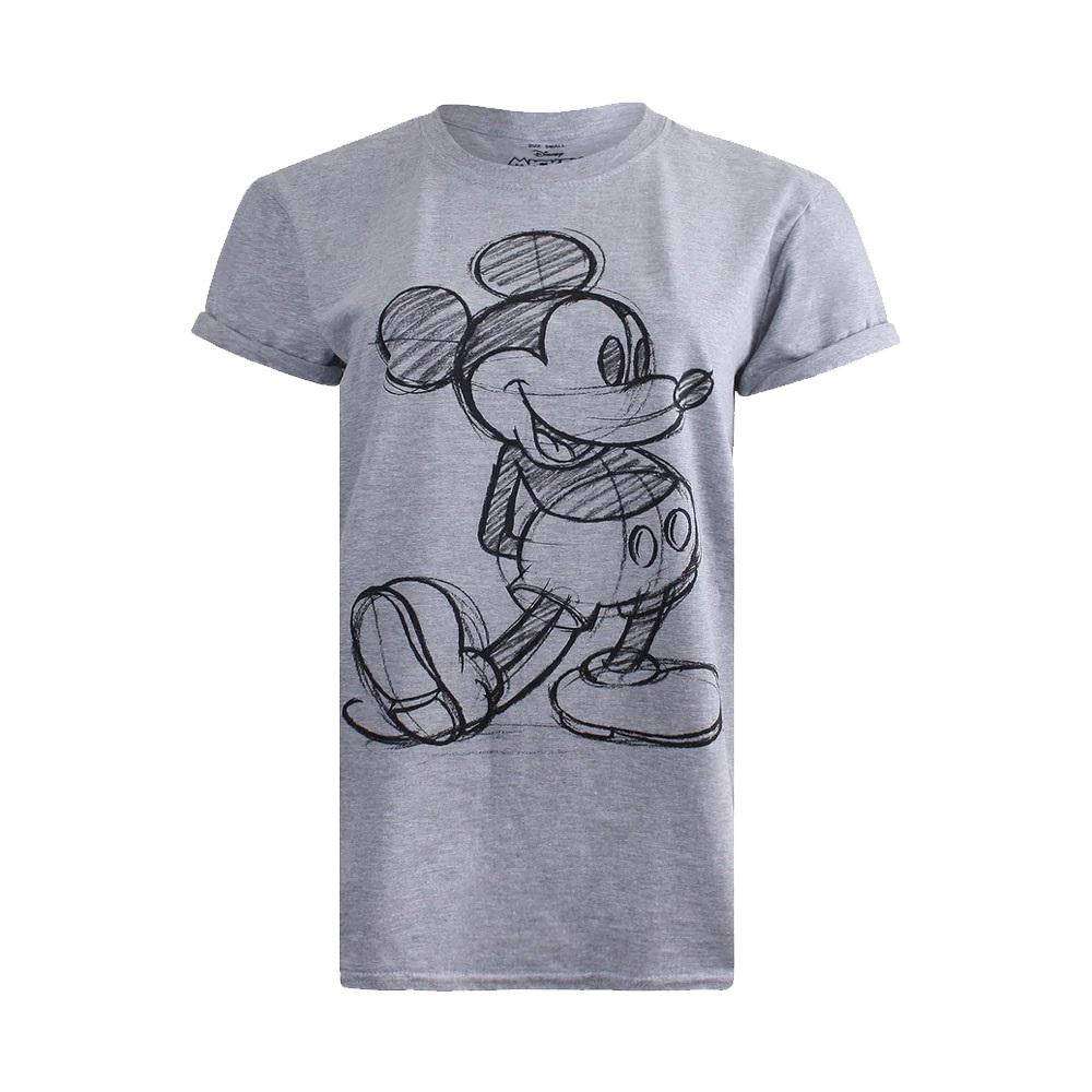 Disney Womens/Ladies Mickey Mouse Sketch Marl T-Shirt