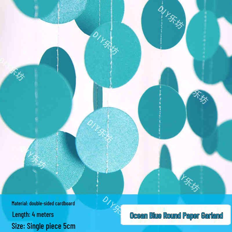 Blue Ocean Sky Tassel Ribbon Flag - Western Summer Theme Crepe Decoration