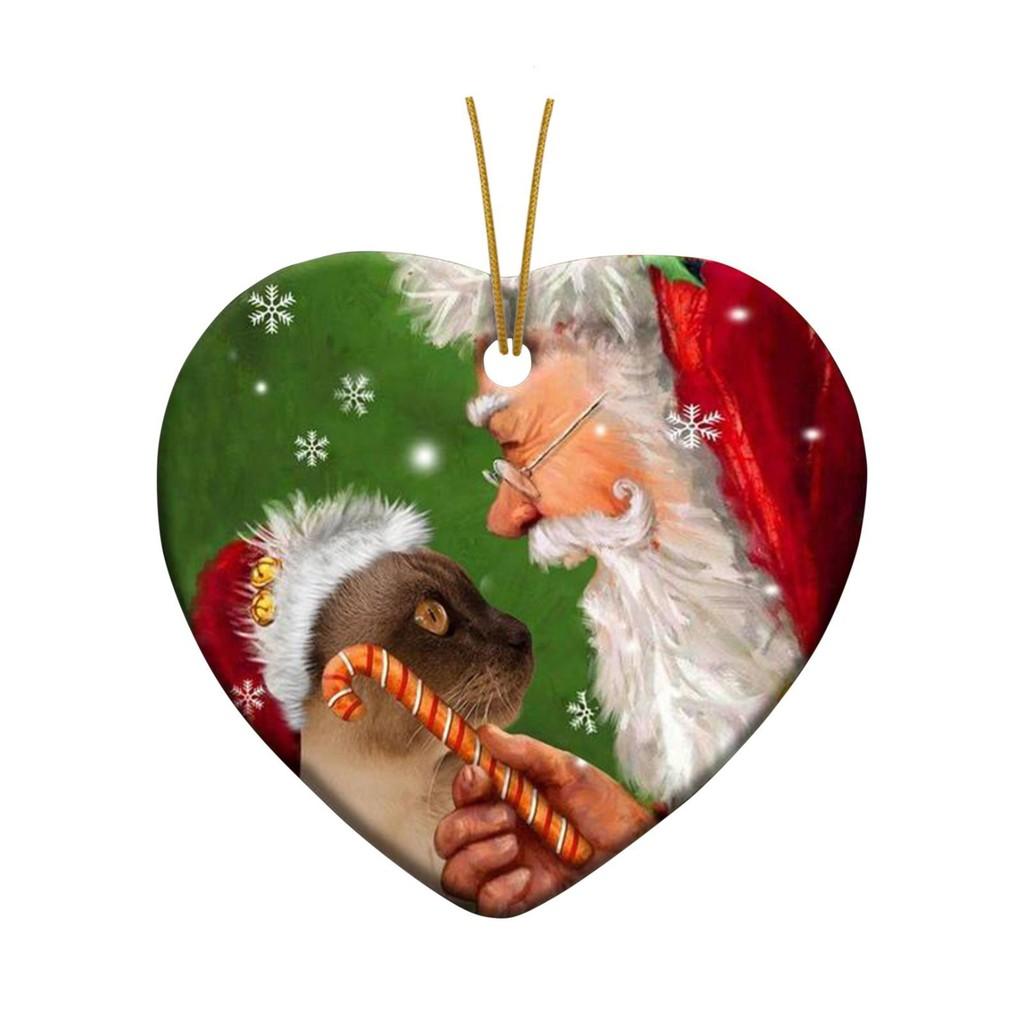 Joyful Acrylic Santa Claus And Cat Decorative Hanging Ornament For Christmas Cheer