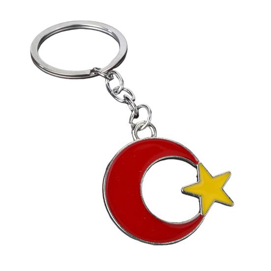 Metal Buckle Keychain Pendant, Zinc Alloy Key Ring with Star Moon Design, Keys Bags Suitcases Charm