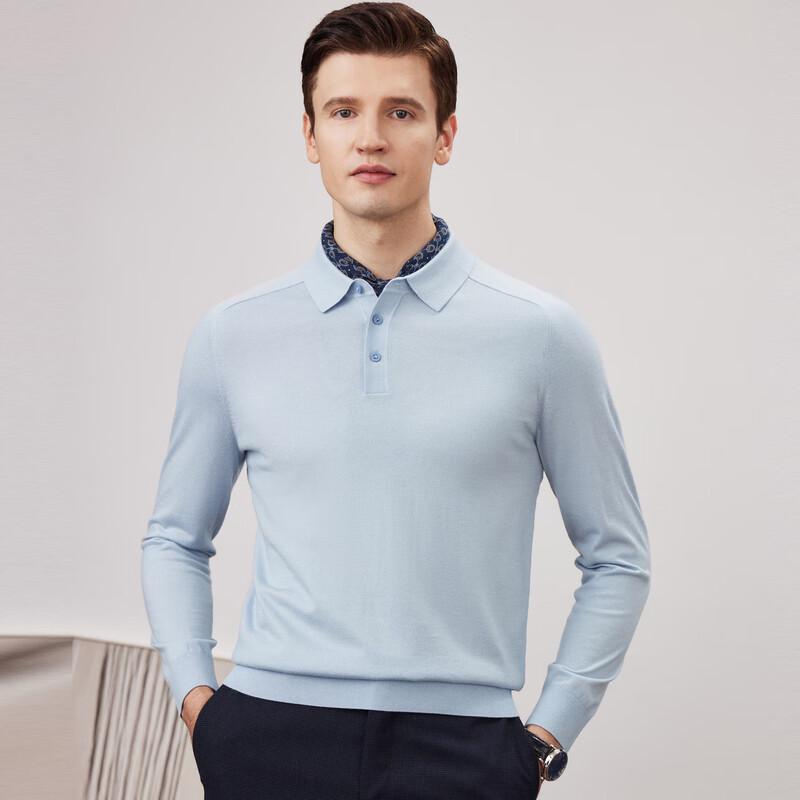 FIRS Men's Silk Wool Blend Long Sleeve Polo Shirt