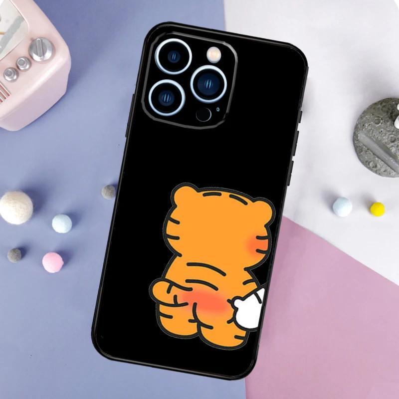 Apple Iphone15 Pro Mobile Phone Case Cute Tiger Couple Mobile Phone Case Hair Painted Anti-Drop Huawei Three
