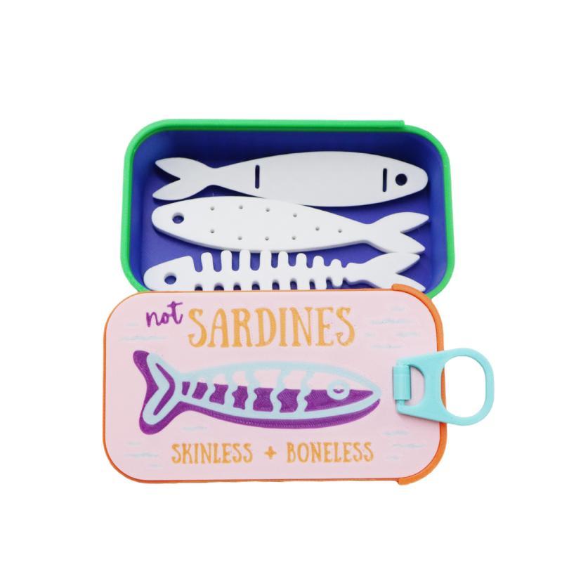 Sardine Tin Jewelry Box 3D Printed Easy Open Durable Small Jewelry Organizer for Rings Earrings Perfect for Dresser Decor