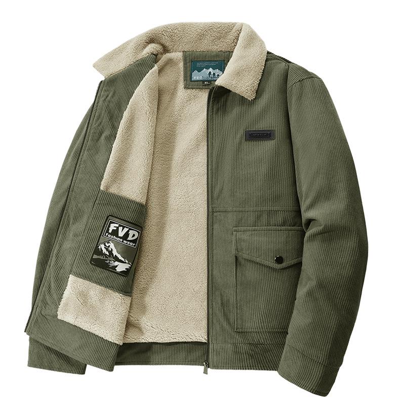 Men's Cross-Border Corduroy Lapel Jacket - Autumn/Winter Trendy Thickened Casual Coat