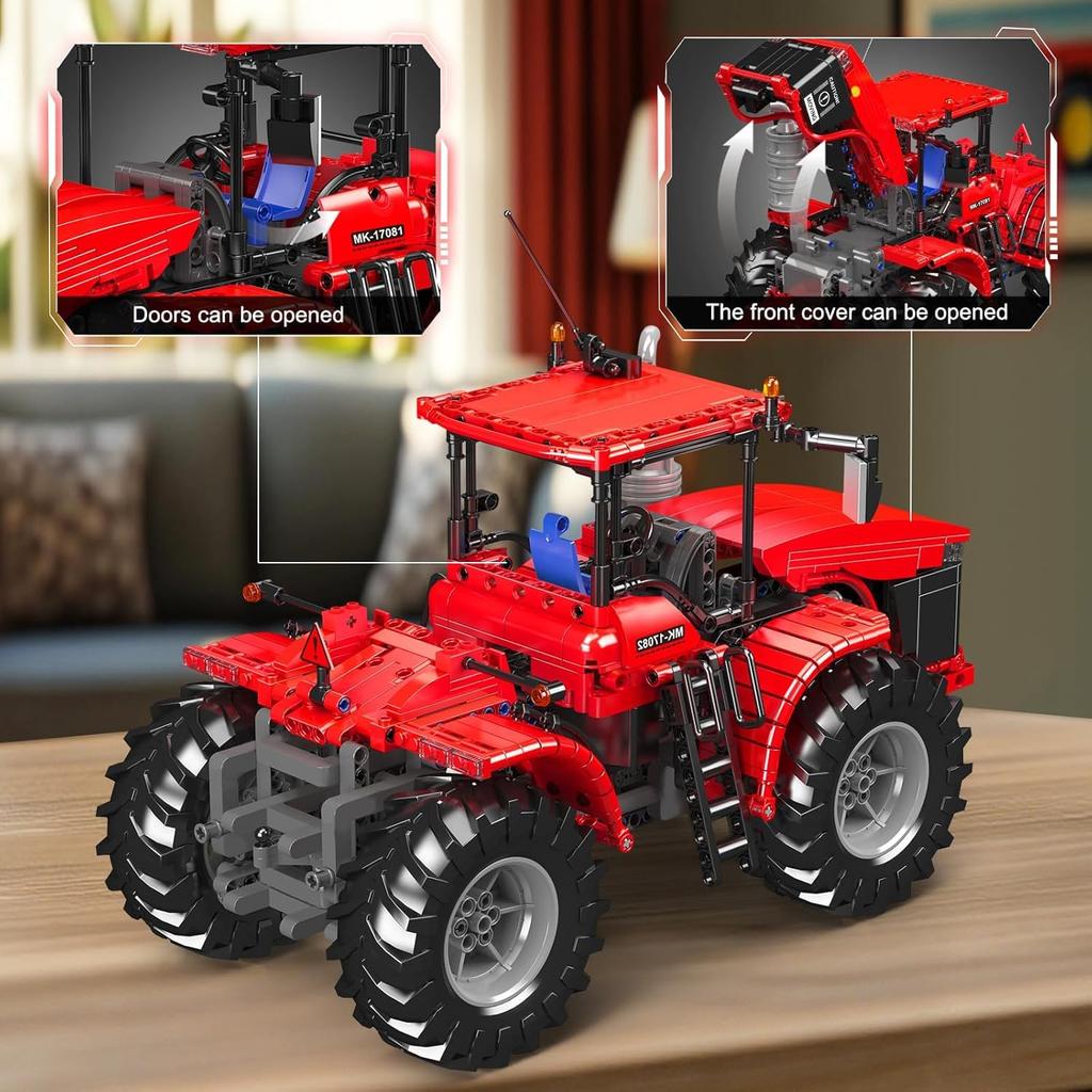 Mould King 17082 Technic Series Tractor and Forklift Model Remote Control Building Block Set (1,300 Pieces)