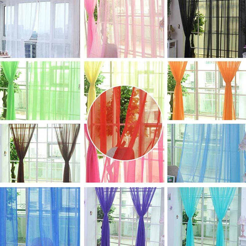 Simple Voile Solid Sheer Tulle Curtains Decoration Window Curtains Living Room The Bedroom Window Screening Panel Cortinas