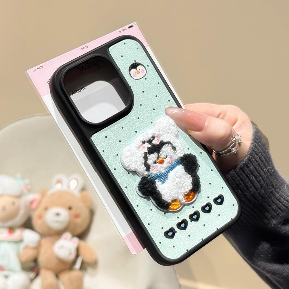 Autumn and Winter Ins Wind Leather Pattern Mobile Phone Case Is Suitable for Apple 17Promax Protective Case Ins Wind iPhone15/16