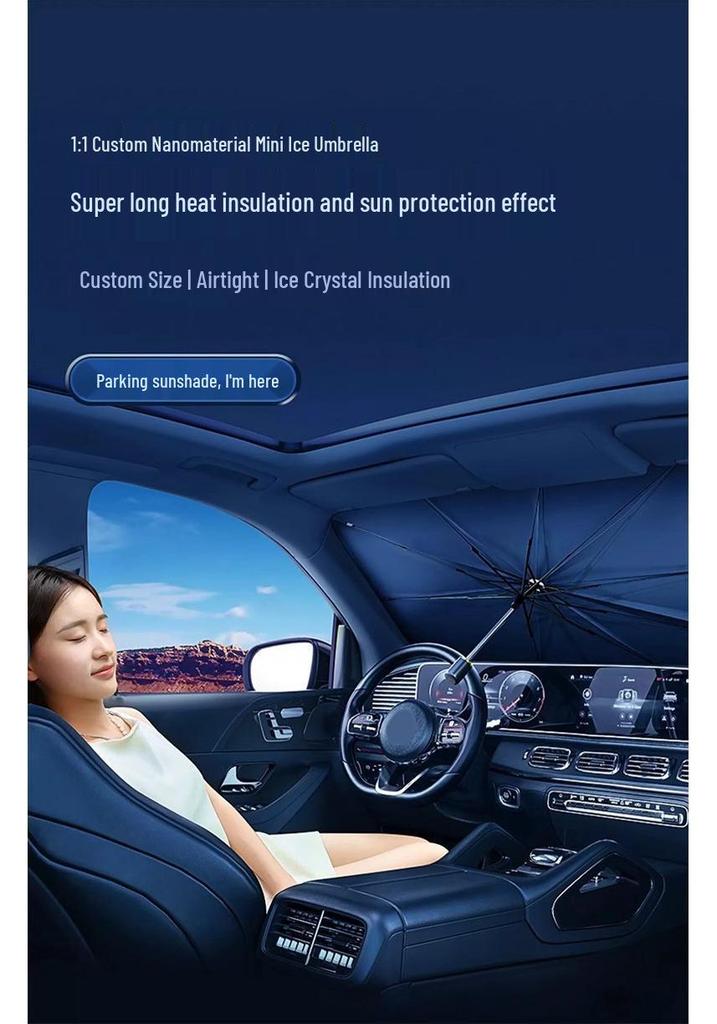 Retractable Car Sunshade Umbrella: UV Protection & Heat Insulation for Windshield
