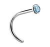 Titanium Nose Ring With Blue Zircon - Tn-011 0.8/6.5/2.5