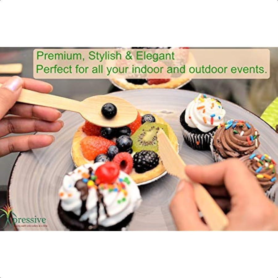 100% Bamboo Heavy Duty Disposable Cutlery [100PK:40 Fork 40 Spoon 20 Knife] Eco Friendly Natural Compostable Biodegradable Uten