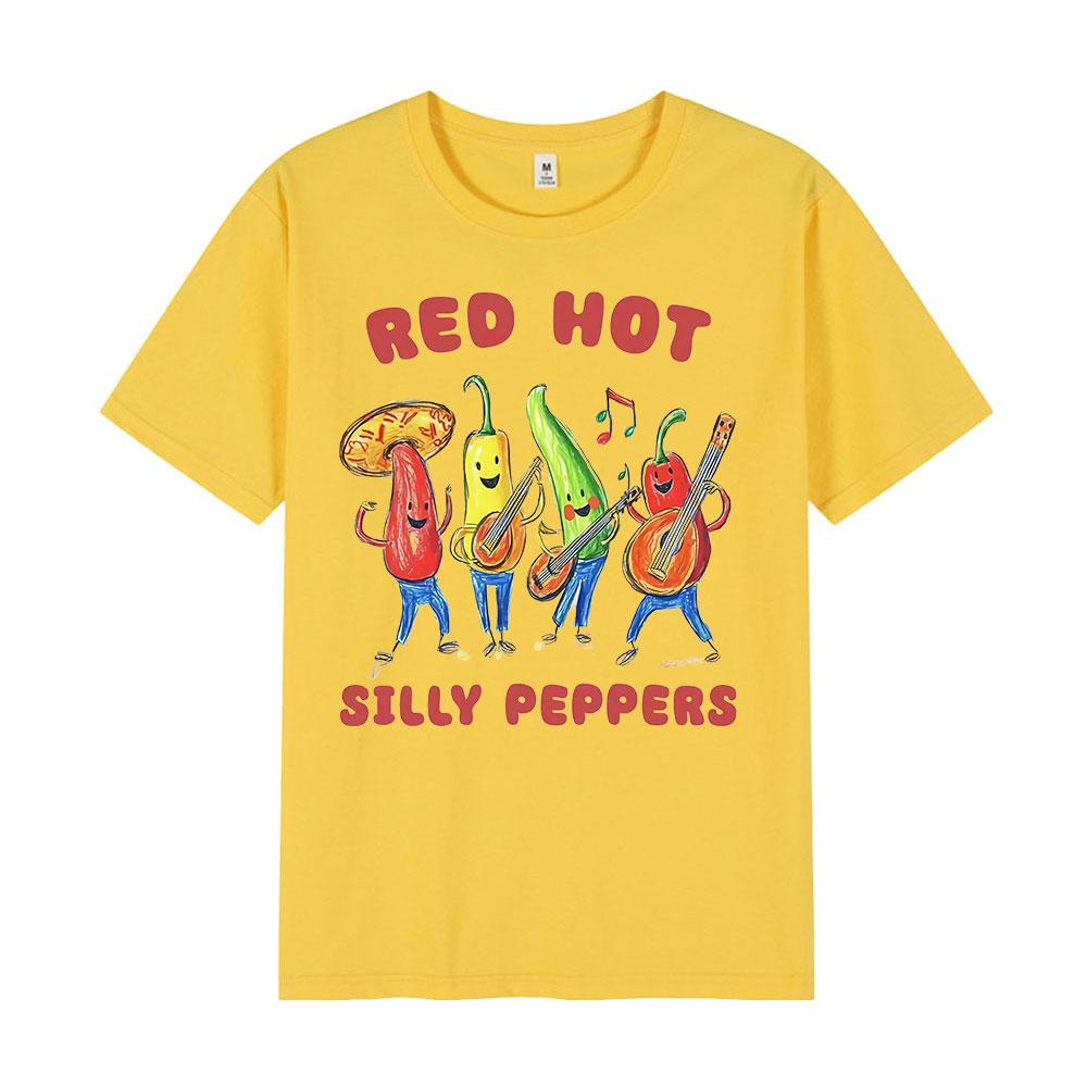 Funny T Shirt Red Hot Silly Peppers Fashion Print Vintage Men Women Oversized Hip Hop Tshirt 100 Cotton Streetwear Tshirts