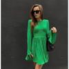 Fashion New Arrival Fitted Waist Flare-Sleeve Pleated Fashion Dress Flared Sleeve Pleated Dress