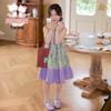 Girls' Vintage Floral Sleeveless Cotton Princess Dress