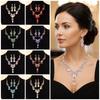 Elegant Rhinestone Jewelry Set Shiny Women's Jewelry Set Necklace Earrings Set  Outfit Accessory