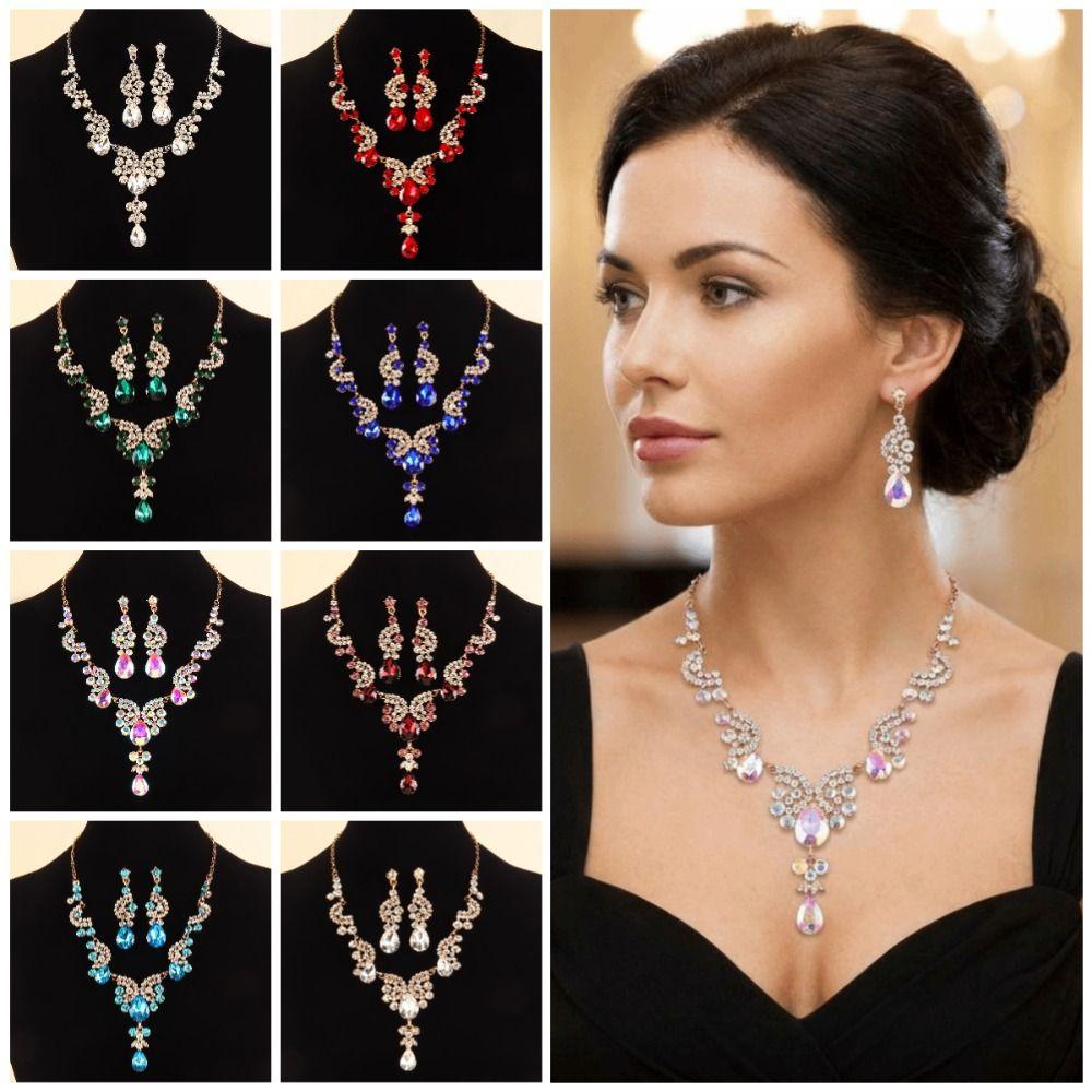 Luxury Rhinestone Jewelry Set Shiny Wedding Bridal Accessories Women's Jewelry Set Women Girl