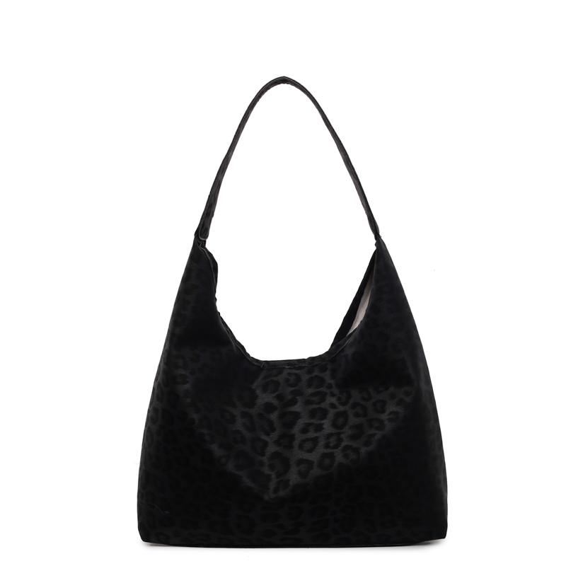 Faux Suede Leopard Large Capacity Casual Tote Zipper Casual Bags Female 2026 Fashi Temperament Versatile Shoulder Bags чёрный