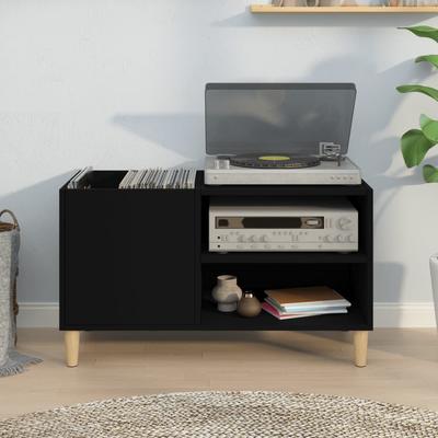 Record Cabinet Black 84.5 X 38 X 48 Cm Engineered Wood