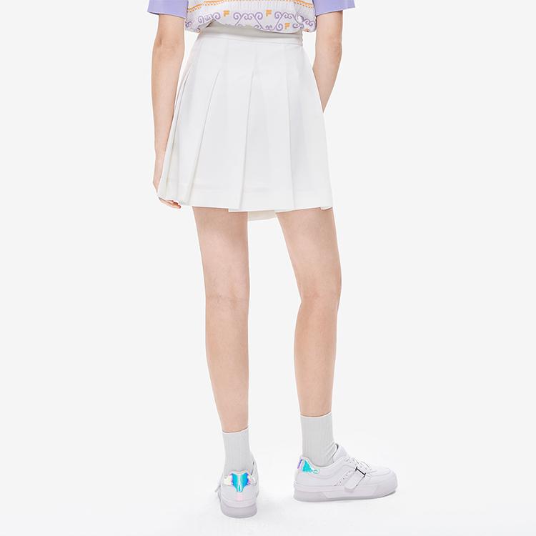 Fila Sports Life Solid Color Pleated Woven Skirt Comfortable Casual Mini Skirt Women skirts Cloud-White F11W238310F-WT