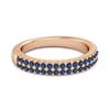 Mavi Safir Çift Sıra Sonsuzluk Yüzük - 925 Ayar Gümüş Rose Gold Kaplama