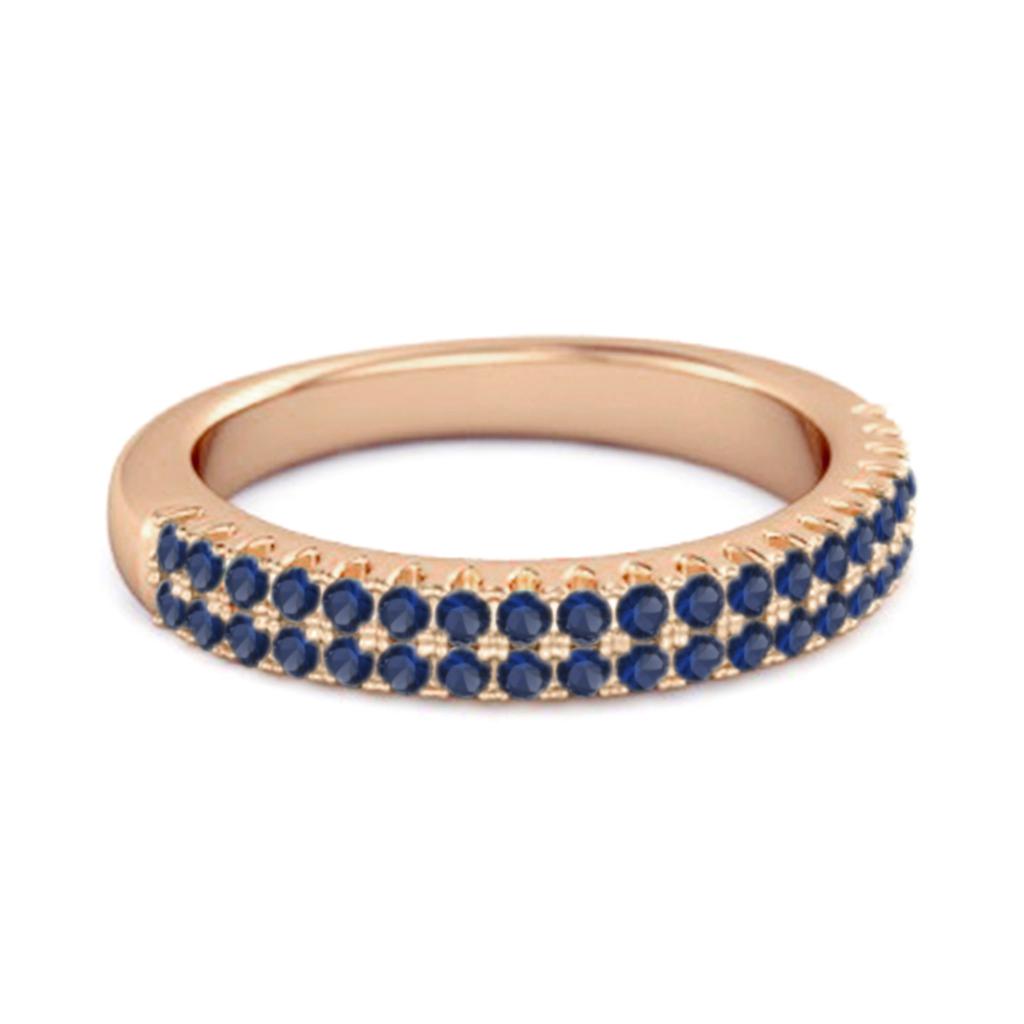 Mavi Safir Çift Sıra Sonsuzluk Yüzük - 925 Ayar Gümüş Rose Gold Kaplama