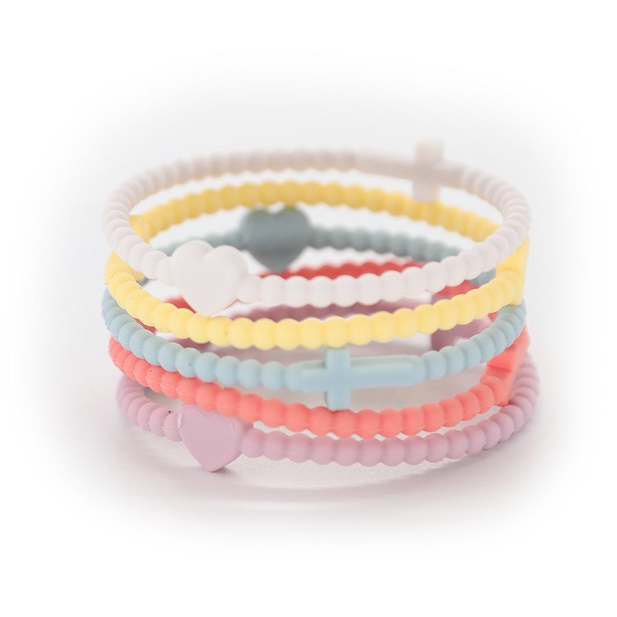 Children's Silicone Macaron Cross Thin Style Bracelet