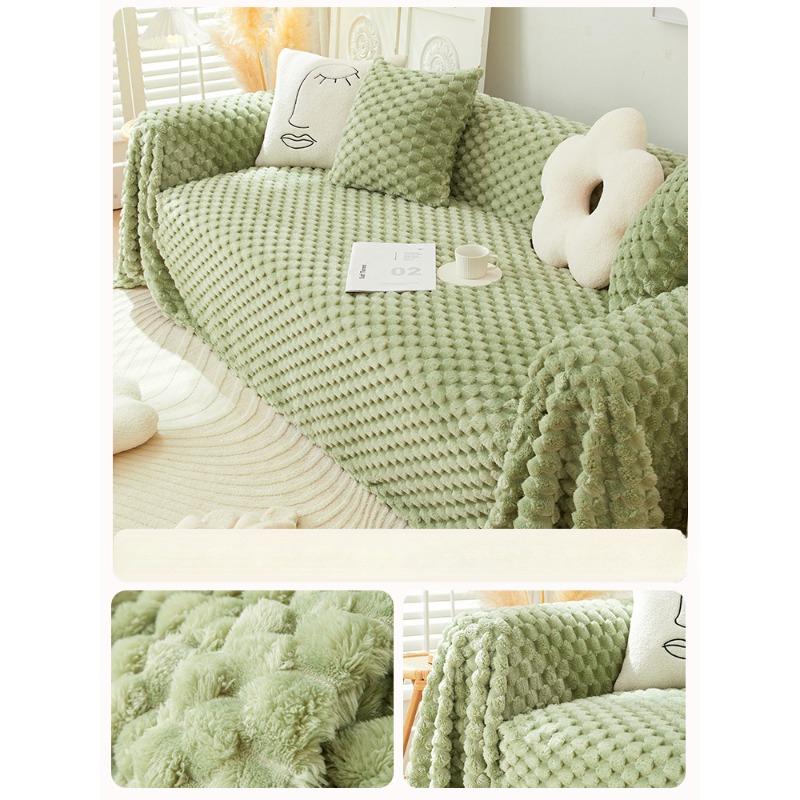 Зимний утолщенный плюшевый чехол для дивана с изображением кролика — фото 4