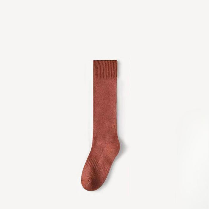 Female Autumn and Winter Thickened Plush Ring Warm Pure Color All Match Show Thin Leg Socks