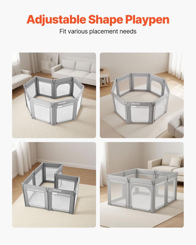 Cercadinho para Bebê, 1200 x 1200mm Cercadinho Dobrável para Crianças Pequenas, Cerca de Bebê para Uso Interno/Externo com Porta com Zíper e Malha Macia Respirável, Sem Frestas para Crianças Pequenas