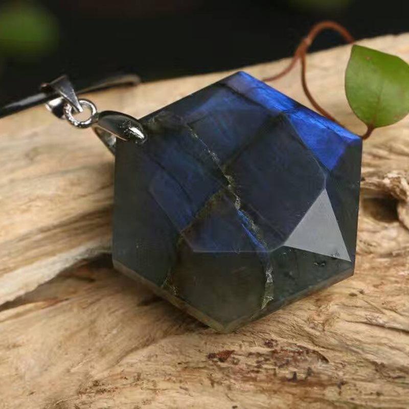 Natural Moonstone Labradorite Six-pointed Star Necklace Pendant Moonstone Hexagonal Star Jewelry